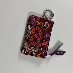 Vera Bradley Zip ID Keychain Wallet Purple Paisley